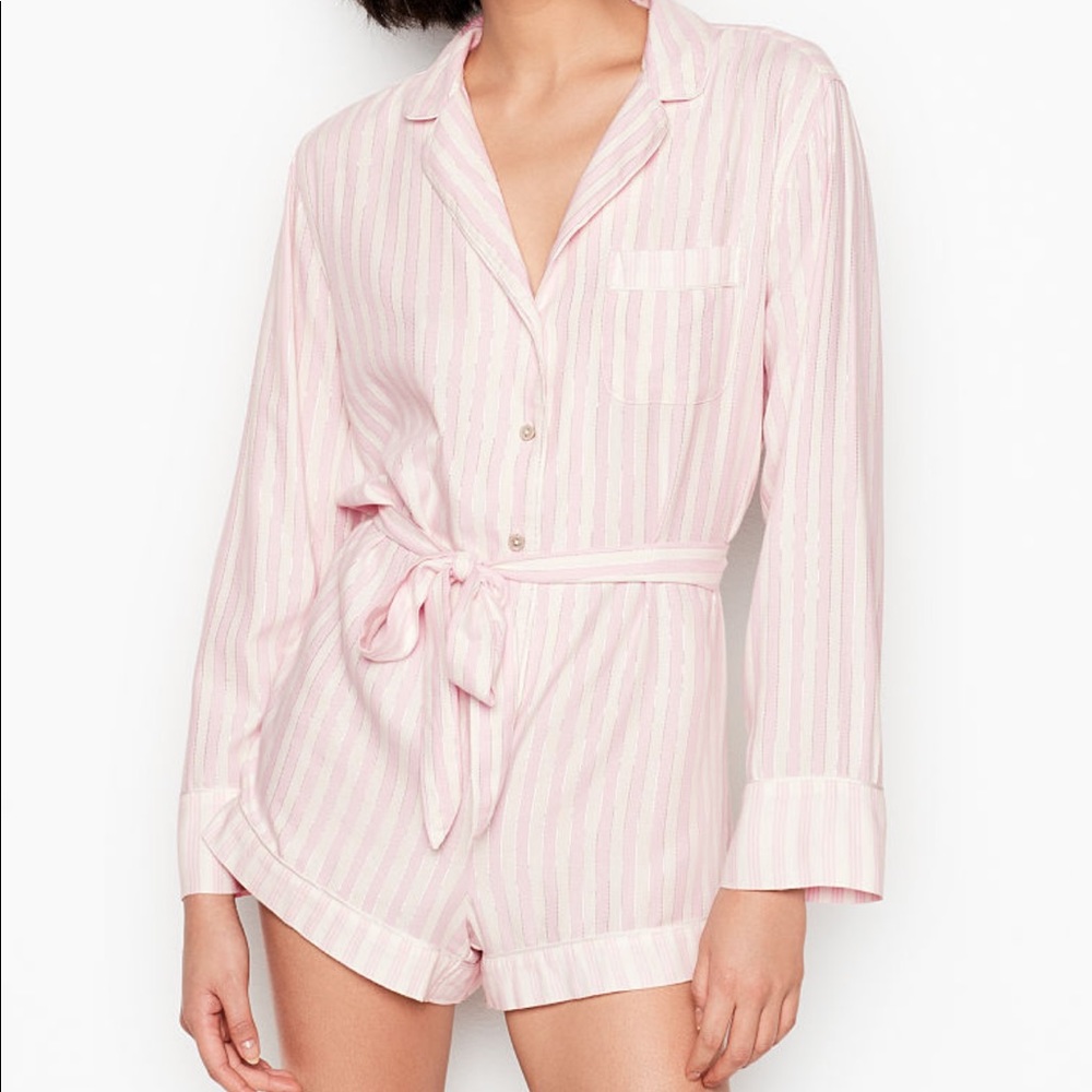 Victoria secret flannel romper pink size M